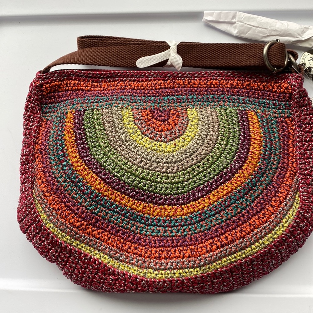 Multicolored hand crocheted pocketbook